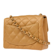 Chanel 2004-2005 Beige Caviar Mini Classic Square Flap Shoulder Bag 17