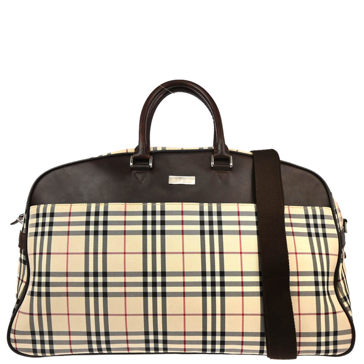 Burberry Beige Burberry Check 2way Duffle Handbag