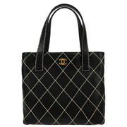 Chanel Black Calfskin Wild Stitch Tote Handbag