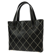 Chanel Black Calfskin Wild Stitch Tote Handbag