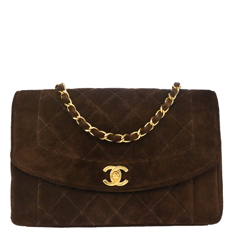 Chanel Brown Suede Diana Medium Shoulder Bag