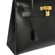 Hermes Black Box Calf Kelly 32 Sellier 2way Shoulder Handbag