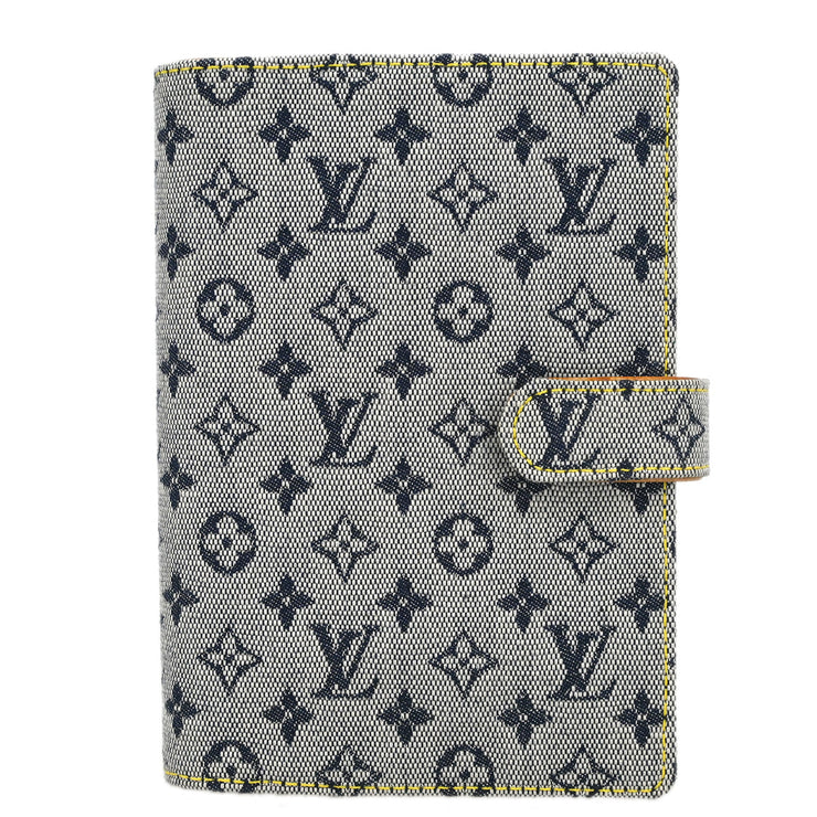 Louis Vuitton Blue Monogram Mini Agenda PM Note Book Cover R20905 Small Good