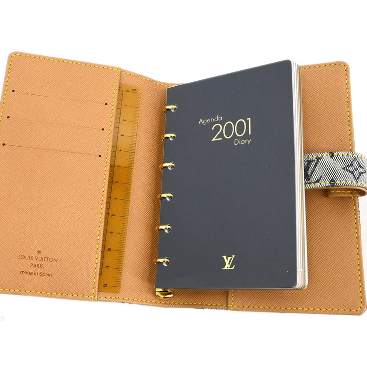 Louis Vuitton Blue Monogram Mini Agenda PM Note Book Cover R20905 Small Good