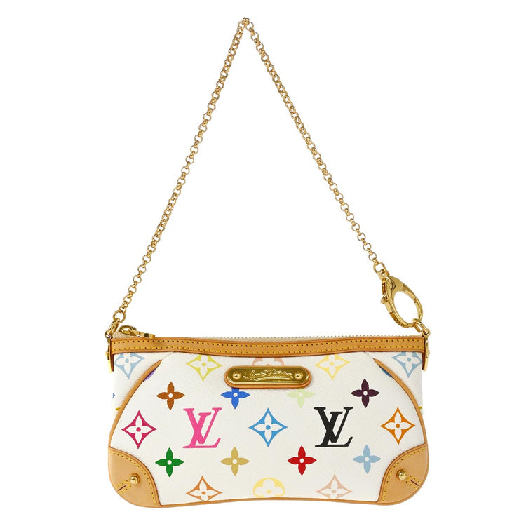 Louis Vuitton 2008 White Multicolor Pochette Milla MM Handbag M60096