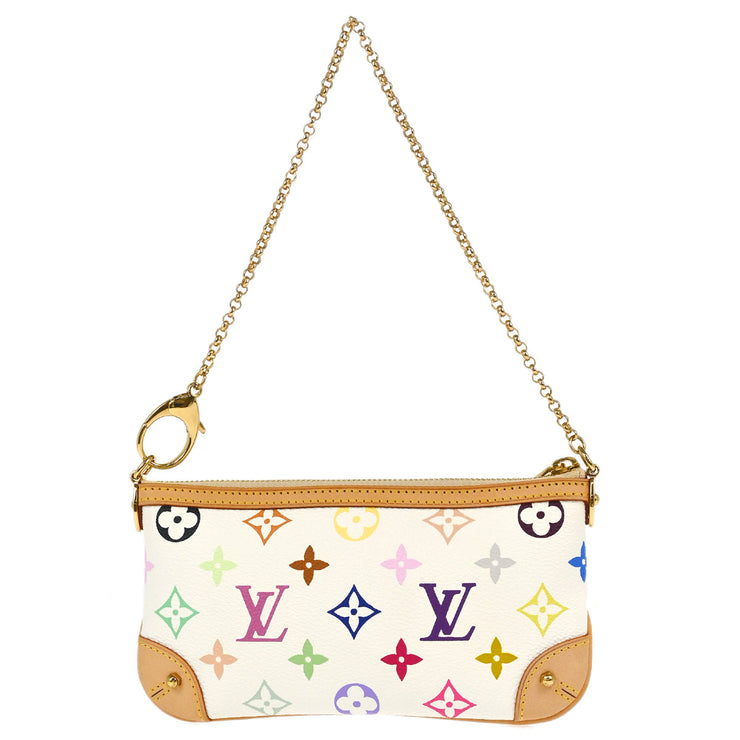 Louis Vuitton 2008 White Multicolor Pochette Milla MM Handbag M60096