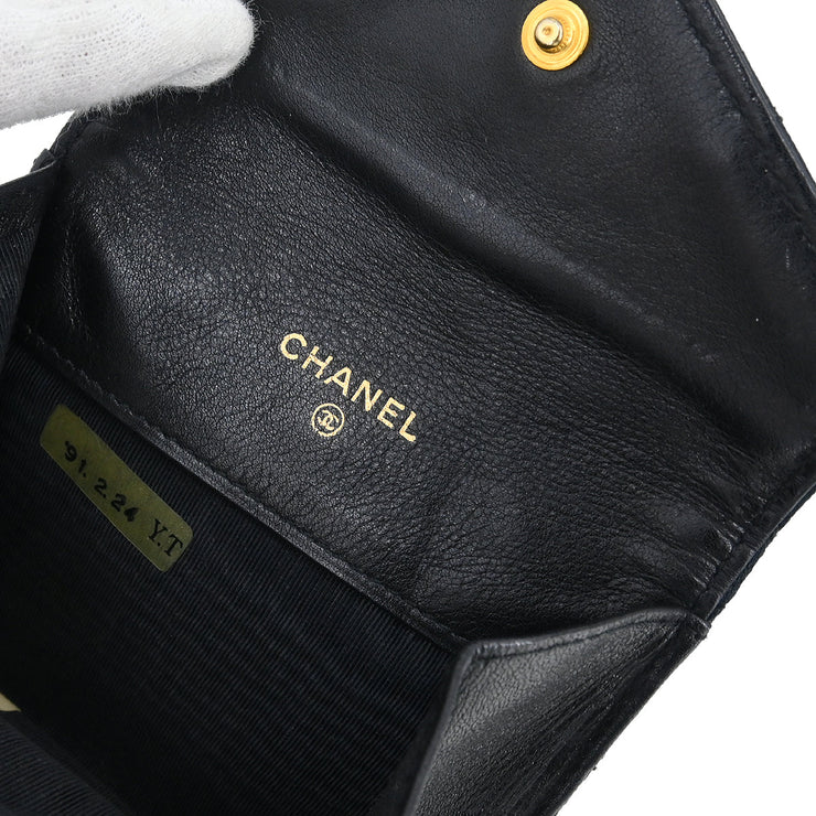 Chanel Black Satin Bicolore Coin Purse Wallet