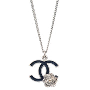 Chanel CC Flower Chain Necklace Pendant Silver 07P