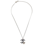 Chanel CC Flower Chain Necklace Pendant Silver 07P