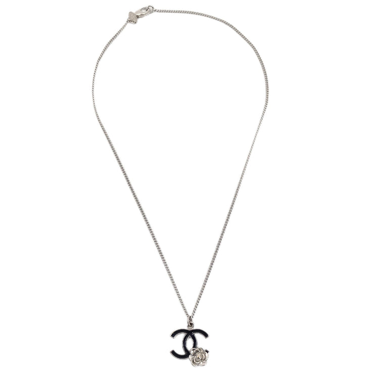 Chanel CC Flower Chain Necklace Pendant Silver 07P