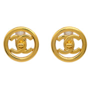 Chanel Turnlock Button Earrings Gold Clip-On 97P