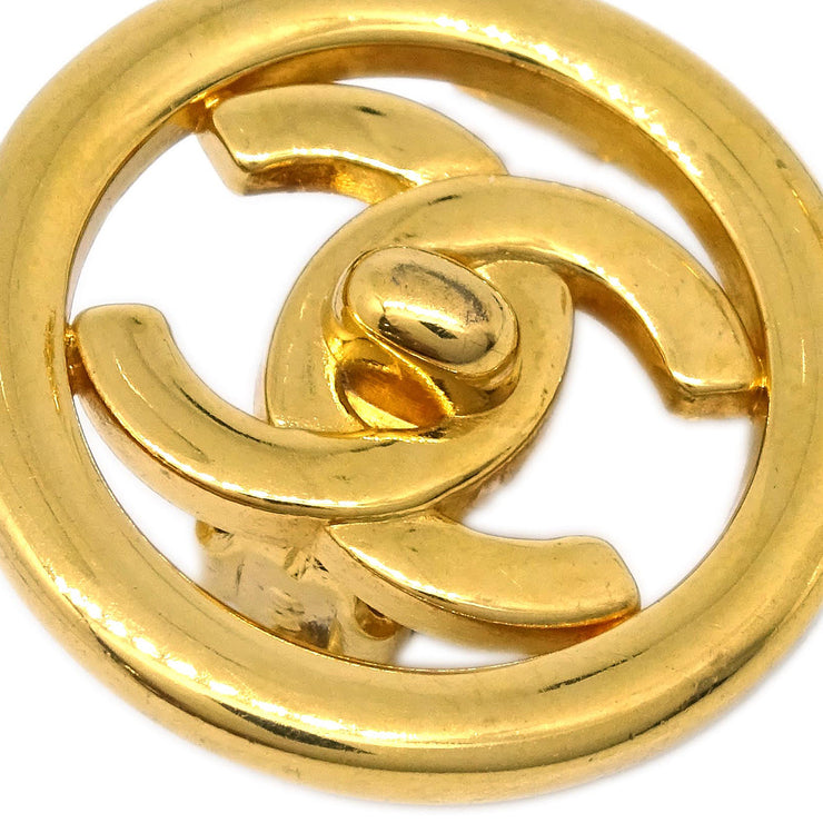 Chanel Turnlock Button Earrings Gold Clip-On 97P