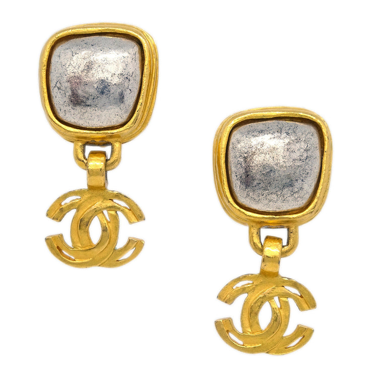 Chanel Dangle Earrings Clip-On Gold Silver 97A