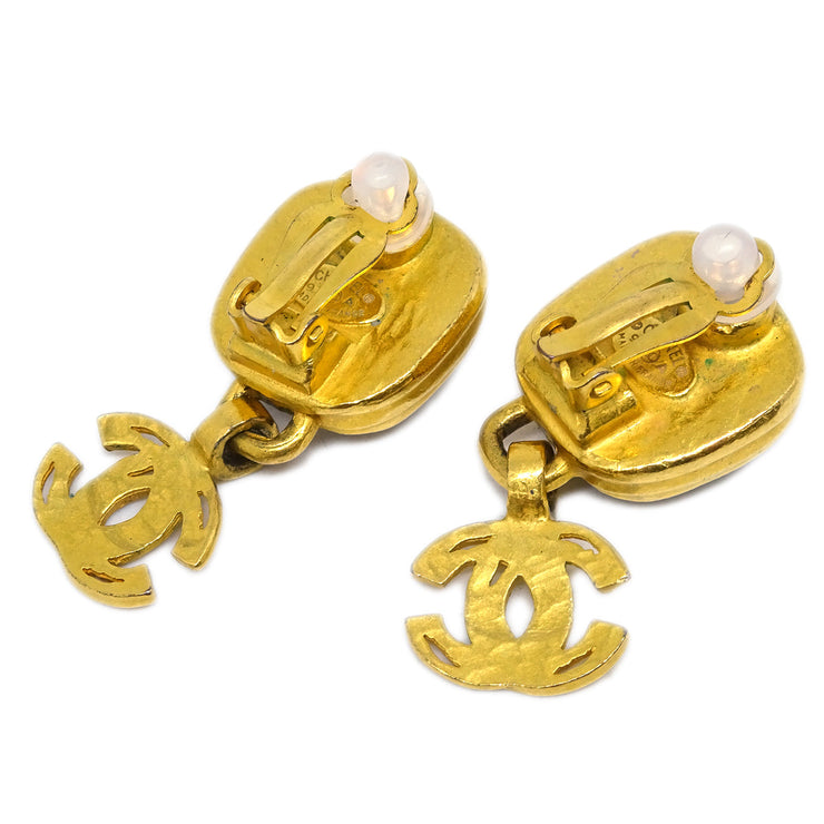 Chanel Dangle Earrings Clip-On Gold Silver 97A