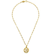 Chanel Medallion Pendant Necklace Rhinestone Gold 3438/1982