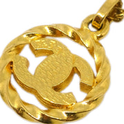 Chanel Medallion Pendant Necklace Rhinestone Gold 3433/1982