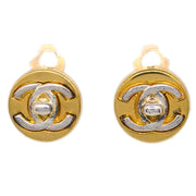 Chanel Turnlock Button Earrings Clip-On Gold Silver 97A