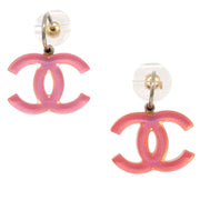 Chanel Dangle Piercing Earrings CC Pink Acrylic 06P