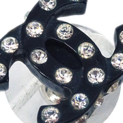 Chanel CC Piercing Earrings Rhinestone Black 04A