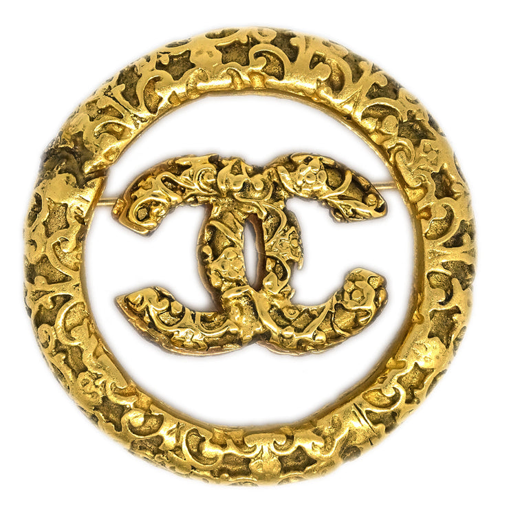 Chanel Medallion Brooch Pin Gold 03A