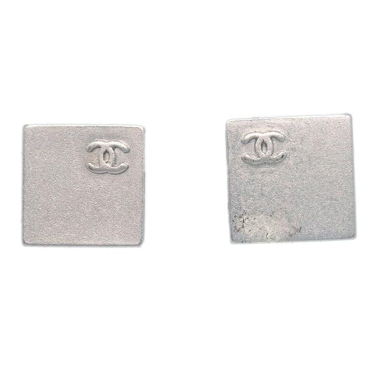 Chanel Square Piercing Earrings Silver 00C