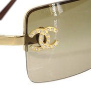 Chanel Sunglasses Eyewear Brown Gold Small Good