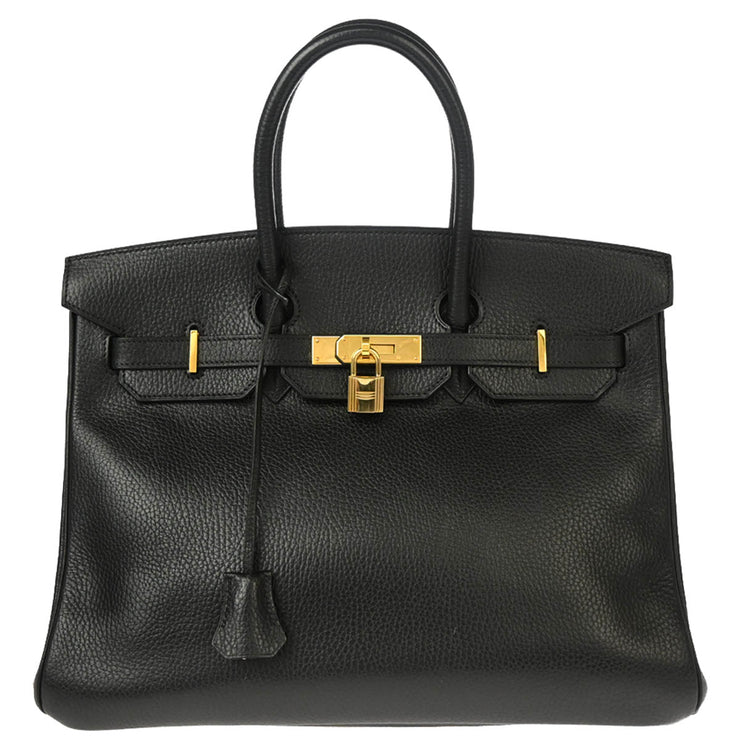 Hermes 1998 Black Ardennes Birkin 35 Handbag