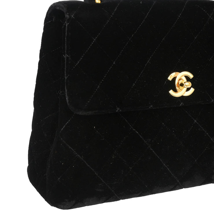 Chanel Black Velvet Kelly Handbag