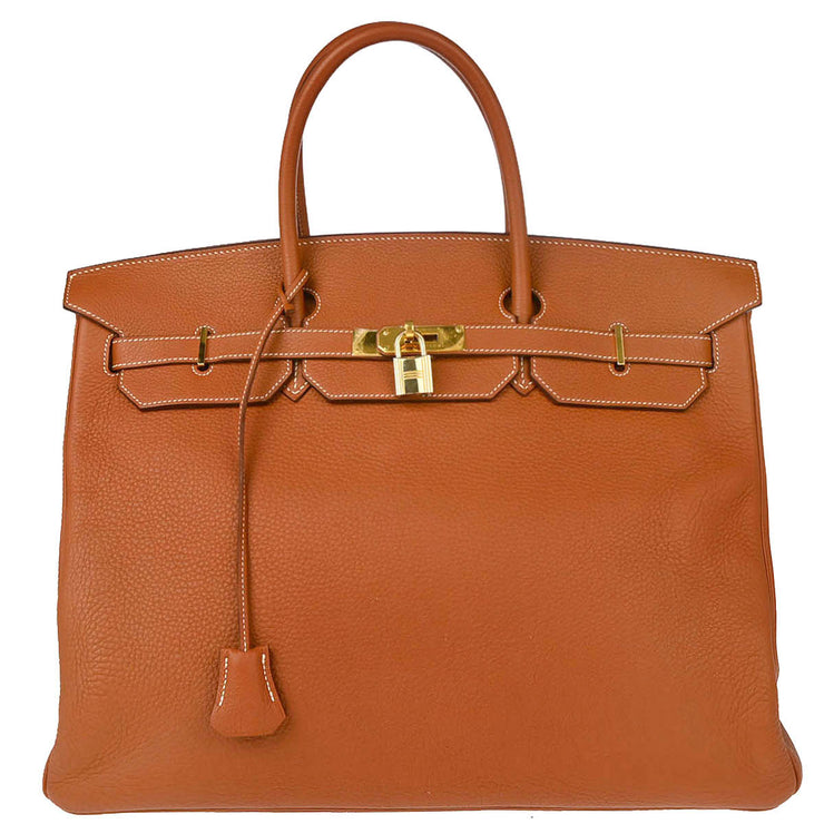 Hermes 2004 Fauve Taurillon Clemence Birkin 40 Handbag