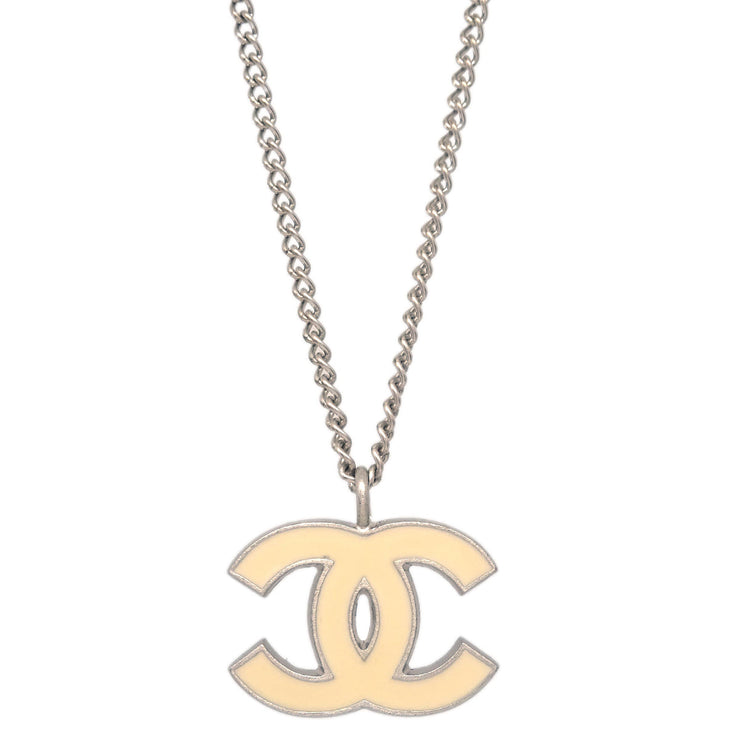 Chanel CC Chain Necklace Pendant Silver 06P