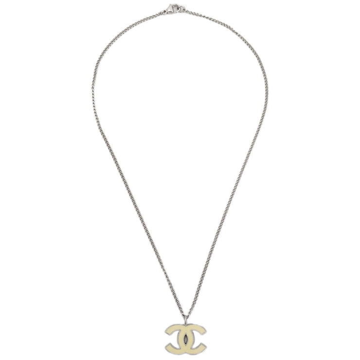 Chanel CC Chain Necklace Pendant Silver 06P