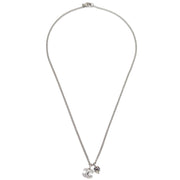 Chanel Silver Chain Necklace Pendant Rhinestone 05P