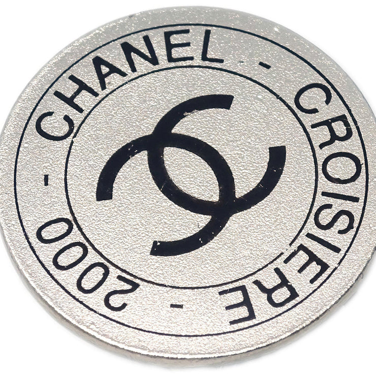 Chanel Button Earrings Clip-On Silver 00C