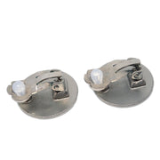 Chanel Button Earrings Clip-On Silver 00C