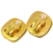 Chanel Square Costume Pearl Earrings Clip-On 96A