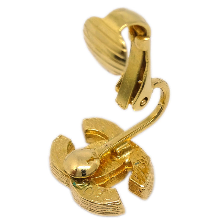 Chanel Gold CC Earrings Rhinestone Clip-On 2092