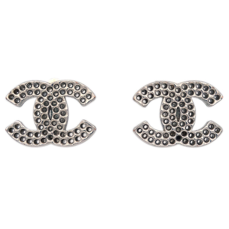 Chanel CC Earrings Clip-On Silver 03P