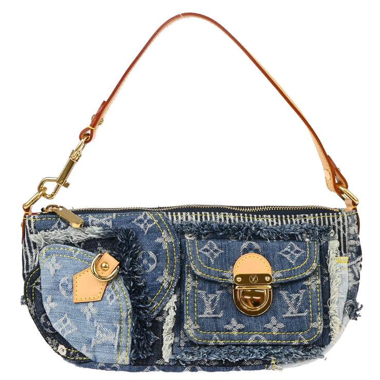 Louis Vuitton 2007 Blue Monogram Denim Patchwork Pouchy Handbag M95382