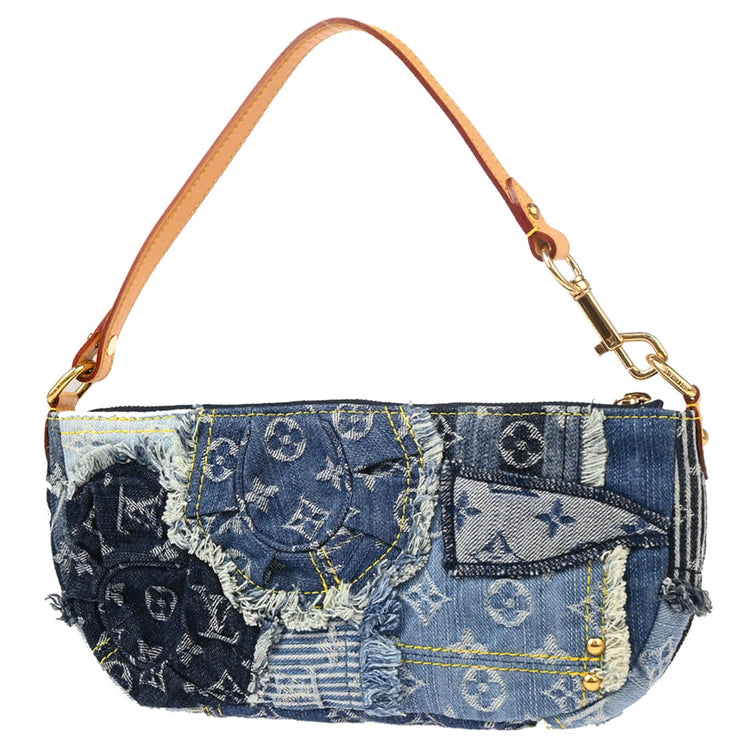 Louis Vuitton 2007 Blue Monogram Denim Patchwork Pouchy Handbag M95382