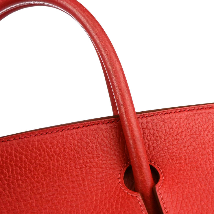 Hermes 1999 Rouge Vif Ardennes Birkin 40 Handbag