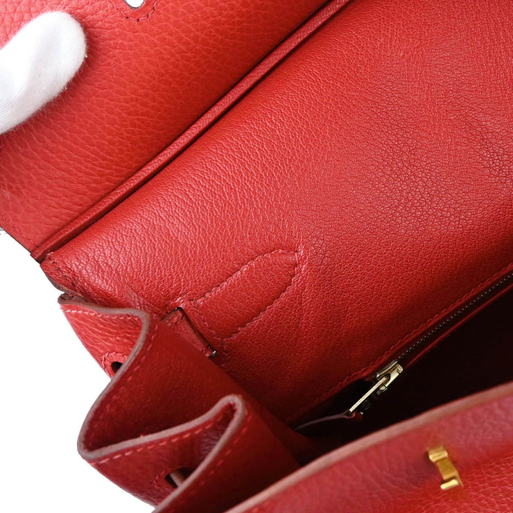 Hermes 1999 Rouge Vif Ardennes Birkin 40 Handbag