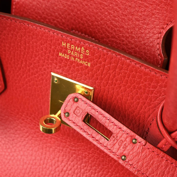 Hermes 1999 Rouge Vif Ardennes Birkin 40 Handbag