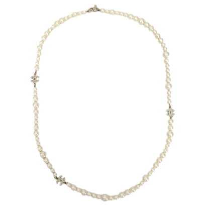 Chanel Gold Chain Costume Pearl Rhinestone Necklace A12P