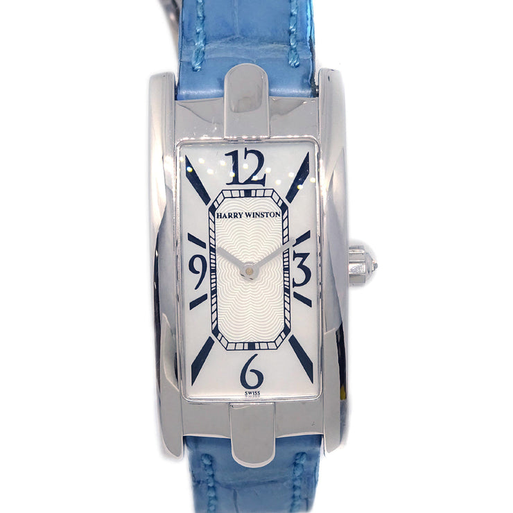 Harry Winston * Ref.330LQWLM Avenue C Mini Quartz Watch 18KWG Crocodile