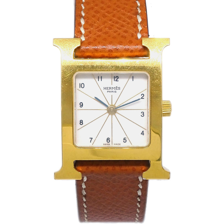 Hermes H Watch HH1.201 Quartz Gold Brown