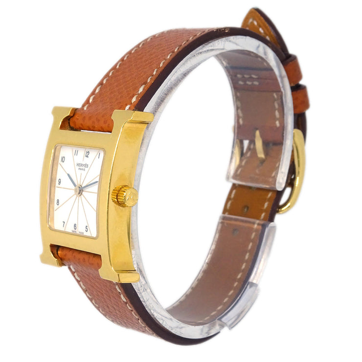 Hermes H Watch HH1.201 Quartz Gold Brown