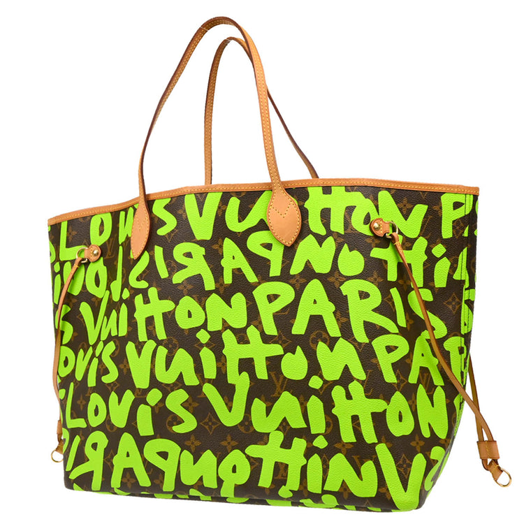 Louis Vuitton 2009 Green Monogram Graffiti Neverfull GM Tote M93703