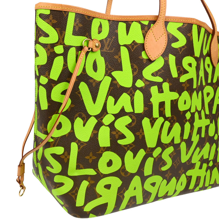 Louis Vuitton 2009 Green Monogram Graffiti Neverfull GM Tote M93703