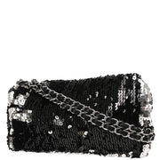 Chanel 2008-2009 Black Lambskin Sequins Single Flap Shoulder Bag