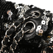 Chanel 2008-2009 Black Lambskin Sequins Single Flap Shoulder Bag